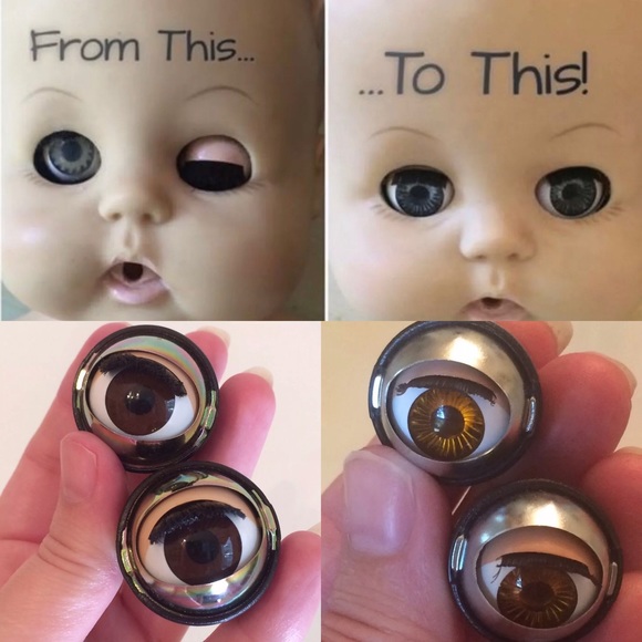 Wide Neck Doll Eye Swap Kit Brown Sleep Eyes - Picture 1 of 5